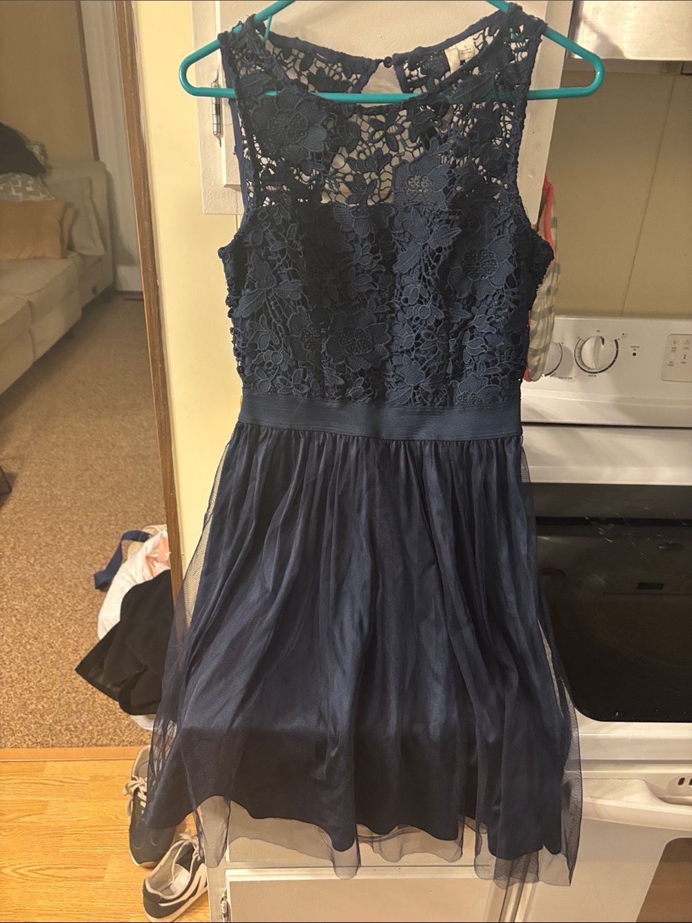 LC Lauren Conrad Navy Lace & Tulle Party Dress